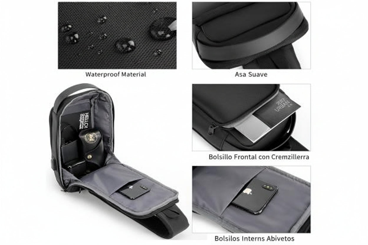 Bolso cruzado antirrobo negro